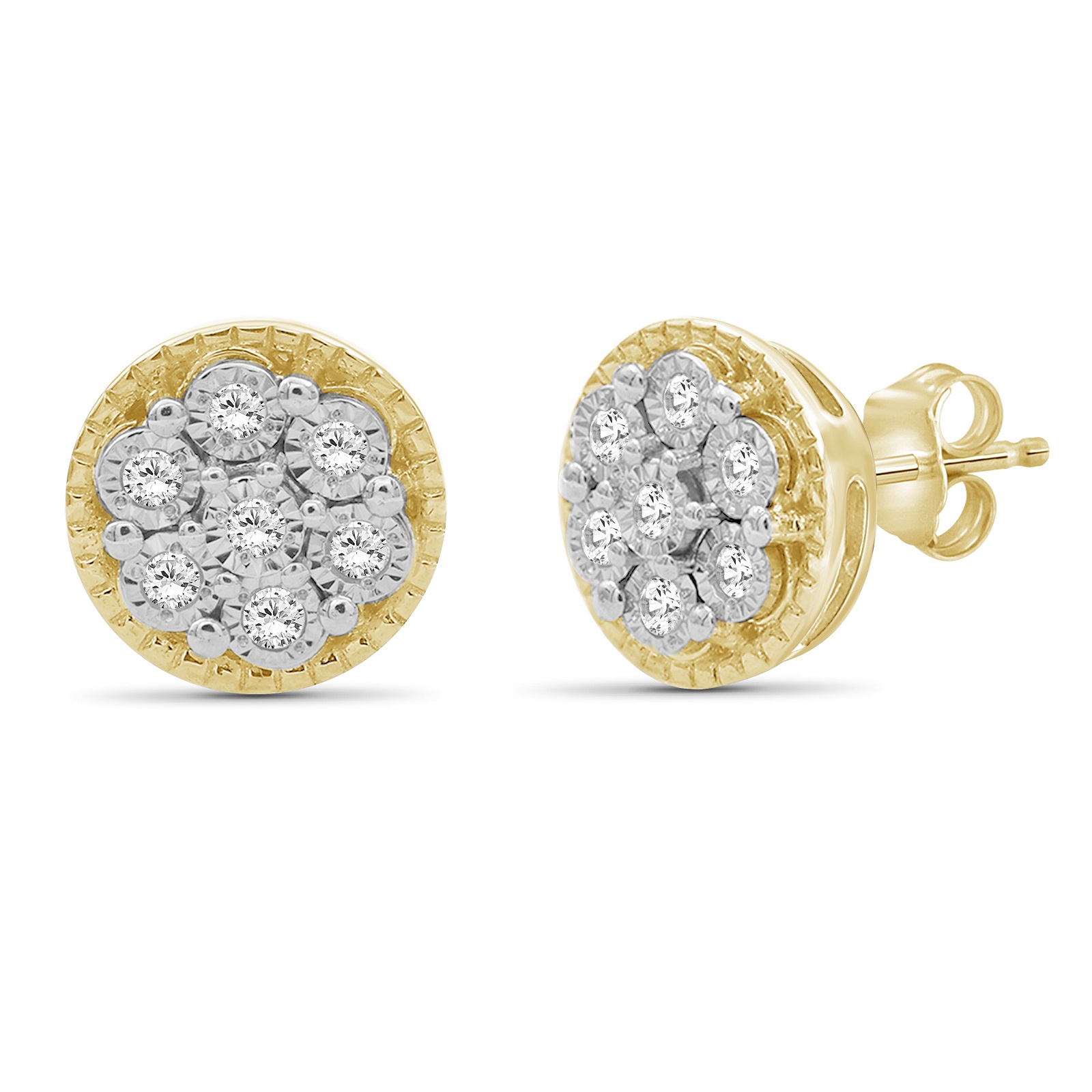 1/10 Ctw White Diamond Earrings in Gold over Silver