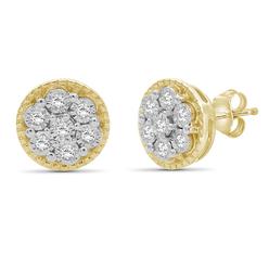 JewelonFire White Diamond Earrings for Women | 1/10 CTW White Diamond Cluster Earrings