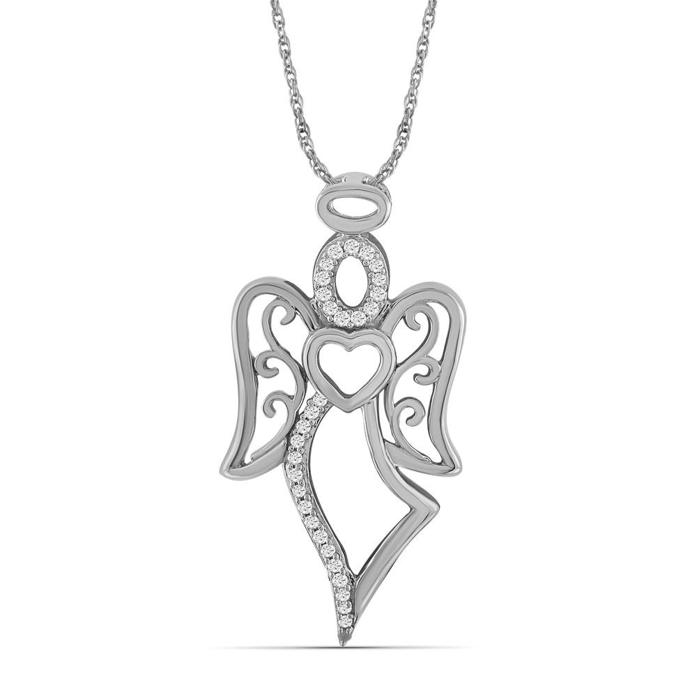 1/5 Carat T.W. White Diamond Sterling Silver Angel Pendant