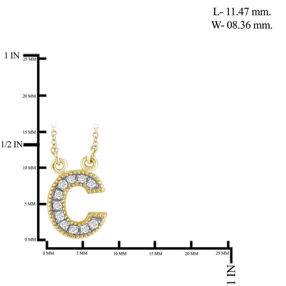 1/10 Carat T.W.White Diamond C Initial 14K Gold Over Silver Pendant