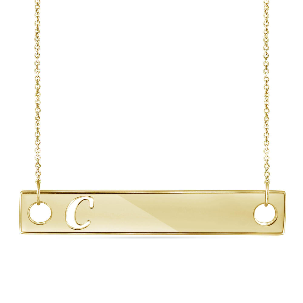 C Initial 14K Gold Over Silver Bar Necklace