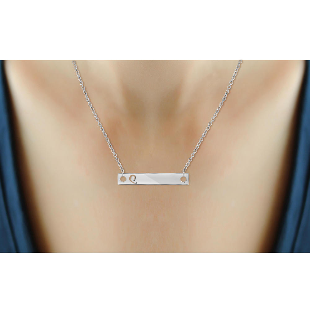 Q Initial Sterling Silver Bar Necklace