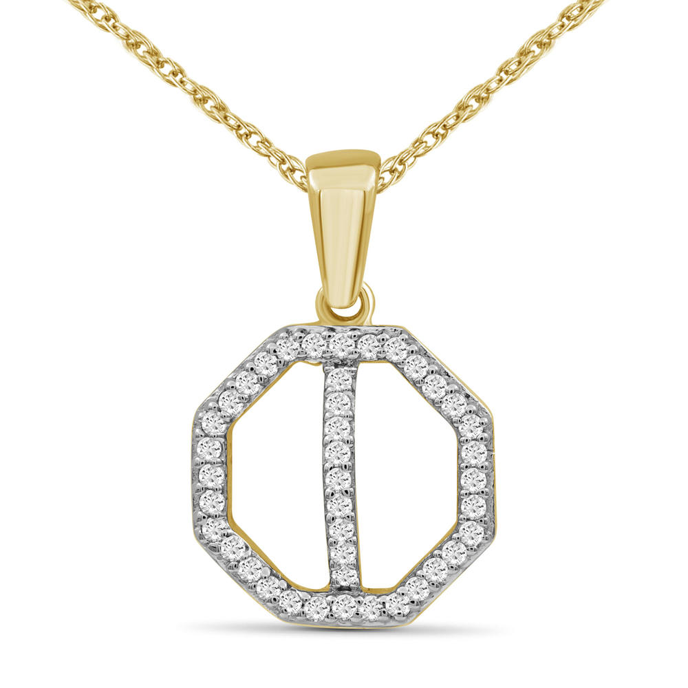 1/10 Carat T.W. White Diamond 14K Gold Over Silver Cross Octagon Pendant
