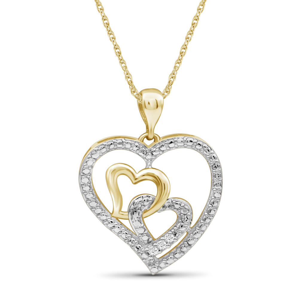 Accent White Diamond 14K Gold Over Silver Heart Pendant