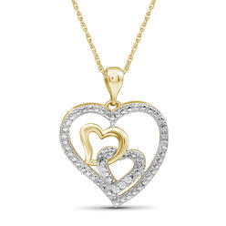 JewelonFire Accent White Diamond 14K Gold Over Silver Heart Pendant
