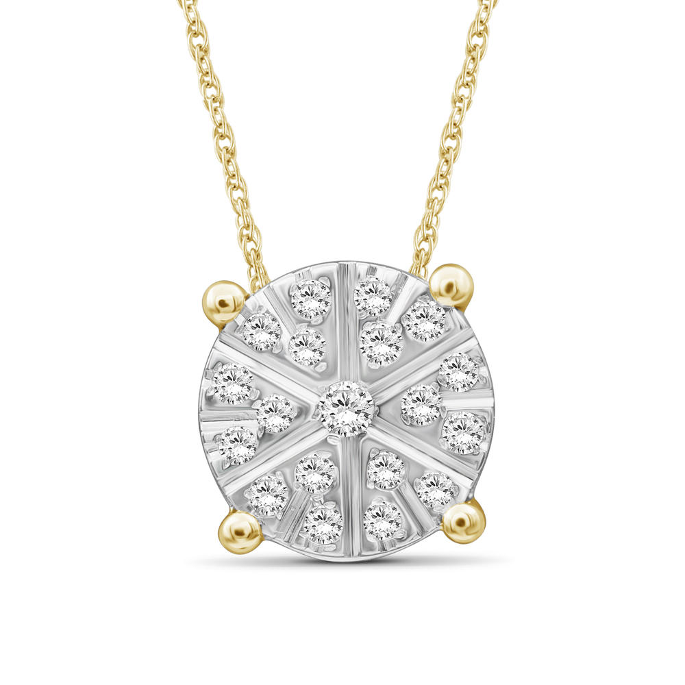 1/10 Carat T.W. White Diamond 14K Gold Over Silver Flower Pendant