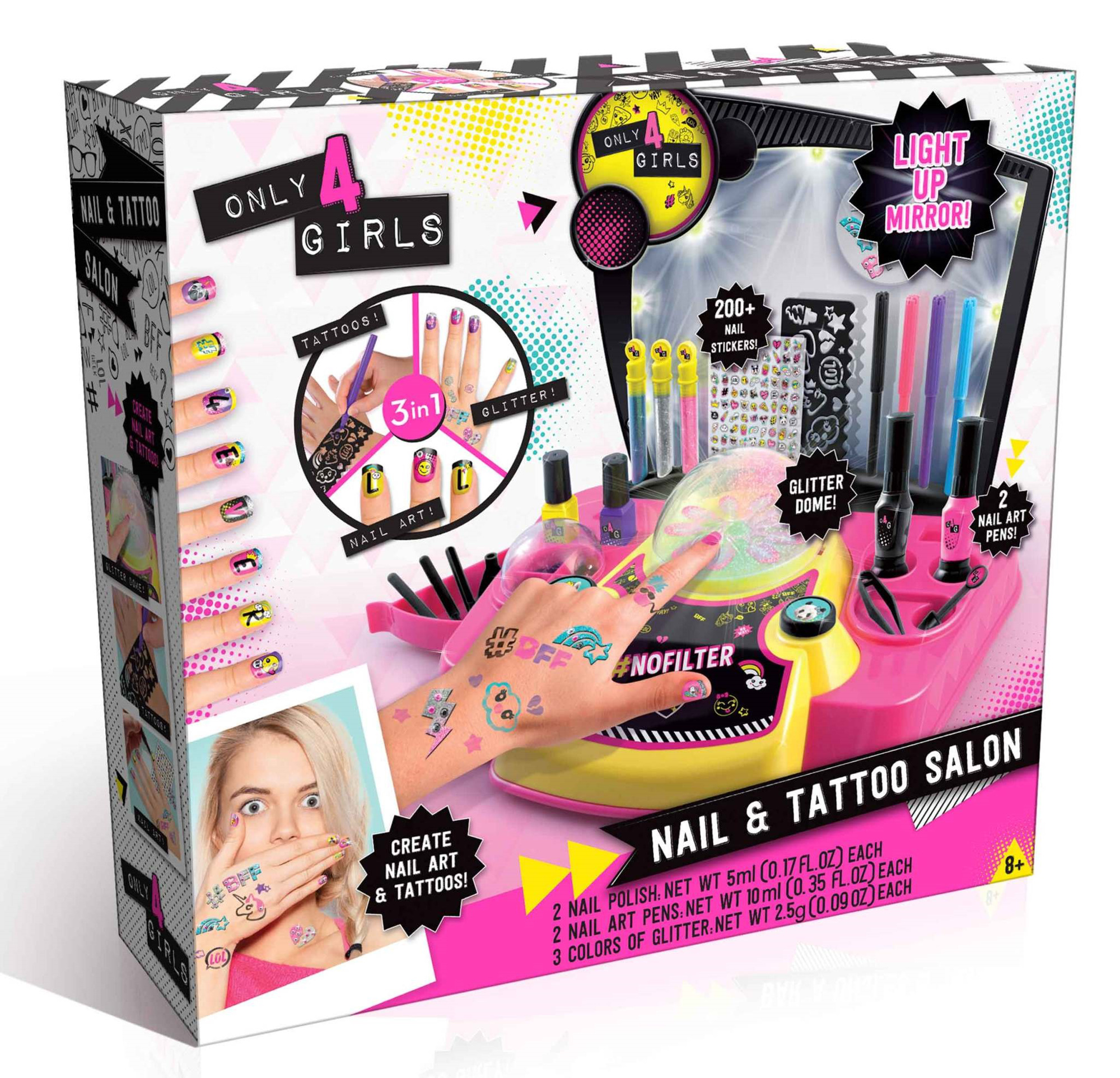 Canal Toys Only 4 Girls Light-Up Nail Tattoo Salon 