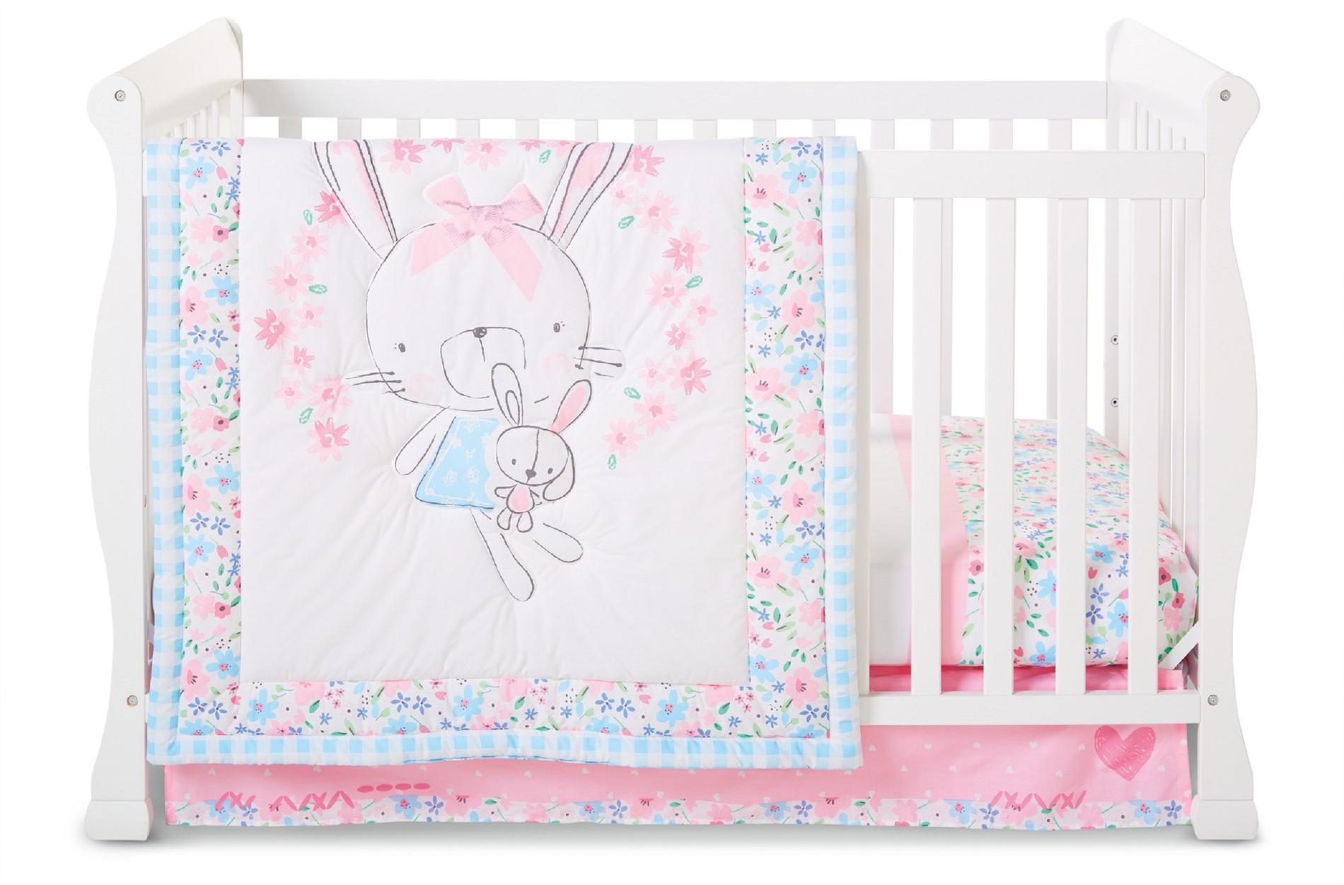 Little Wonders Infant Girls' 3-Piece Crib Bedding Set - Rabbit