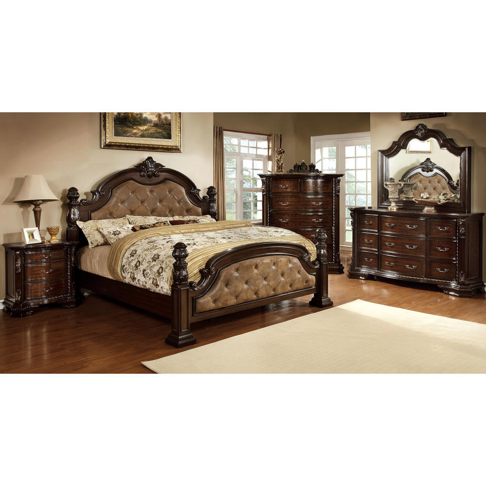 Furniture of America Tania Leatherette Poster Bed