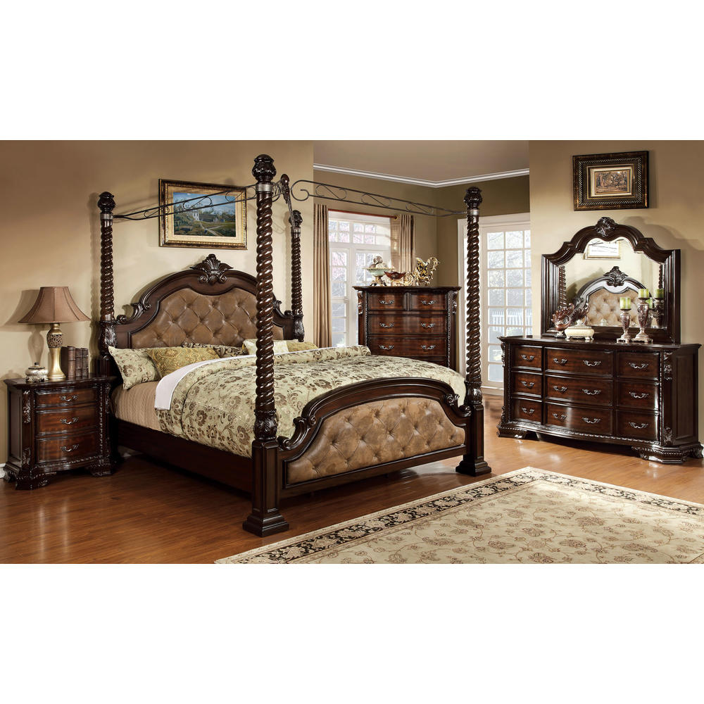 Furniture of America Tania Leatherette Canopy Bed