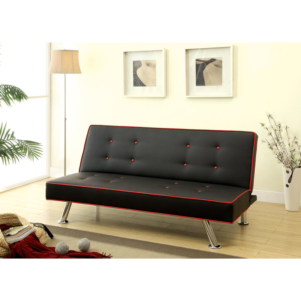 Furniture of America Two-Tone Eastel Leatherette Futon Sofa