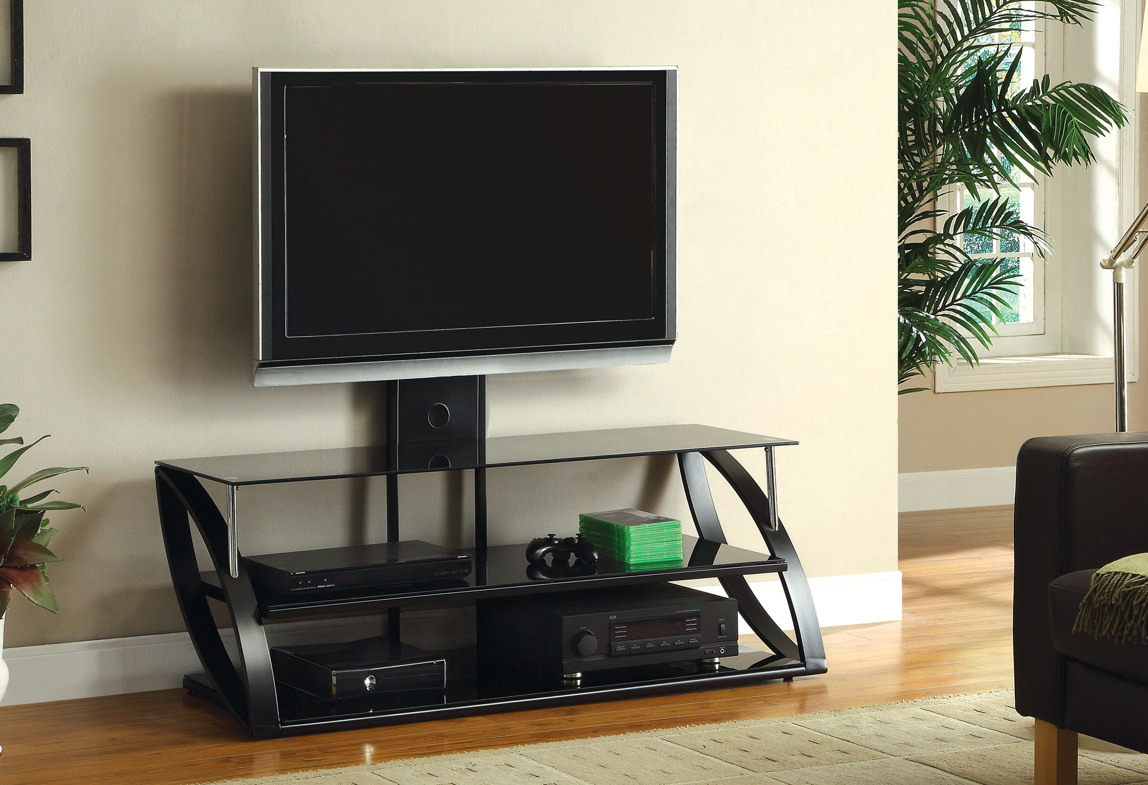 Furniture of America Black Martine Metal TV Stand with ...