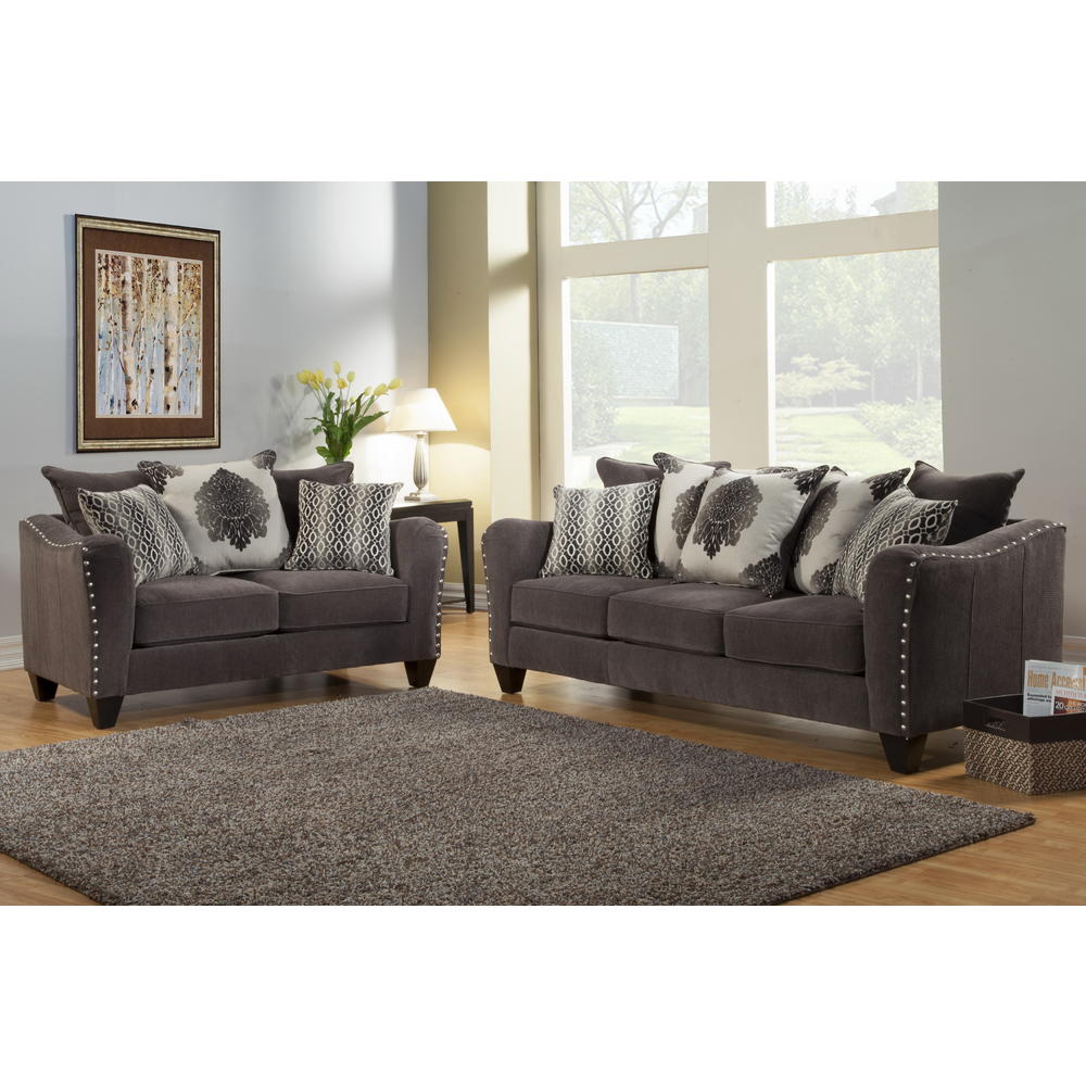 Furniture of America Charcoal Klariss Chenille Sofa