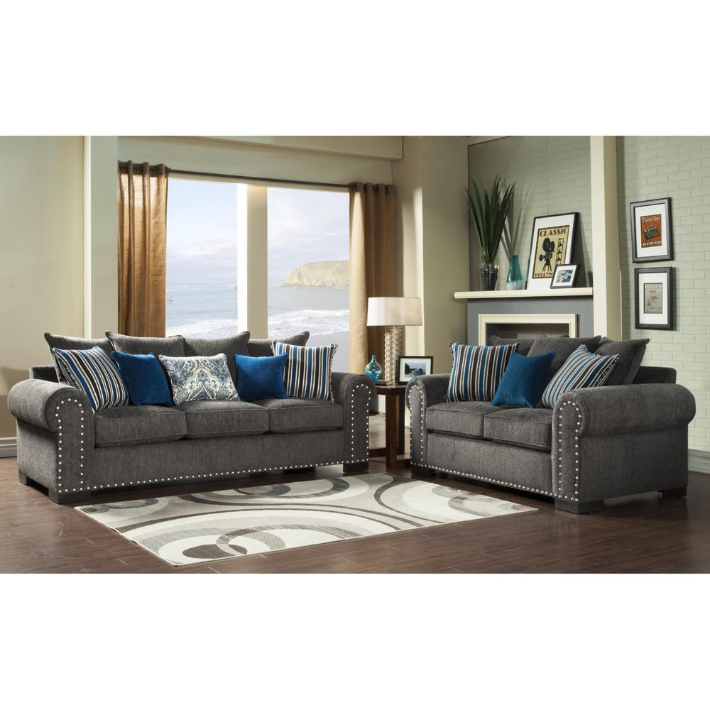 Furniture of America Gray Harthan Upholstered Sofa