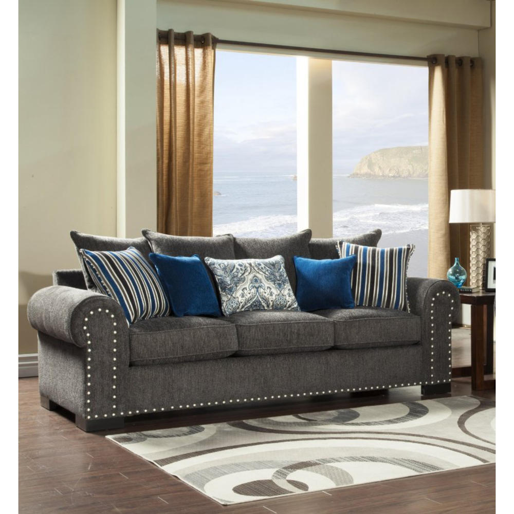 Furniture of America Gray Harthan Upholstered Sofa
