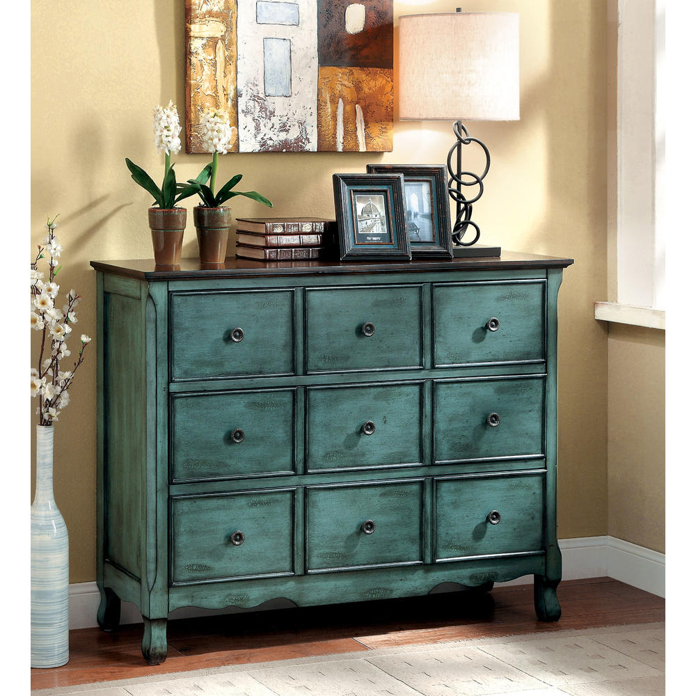 Furniture of America Antique Teal Vinia 3 Drawer Dresser