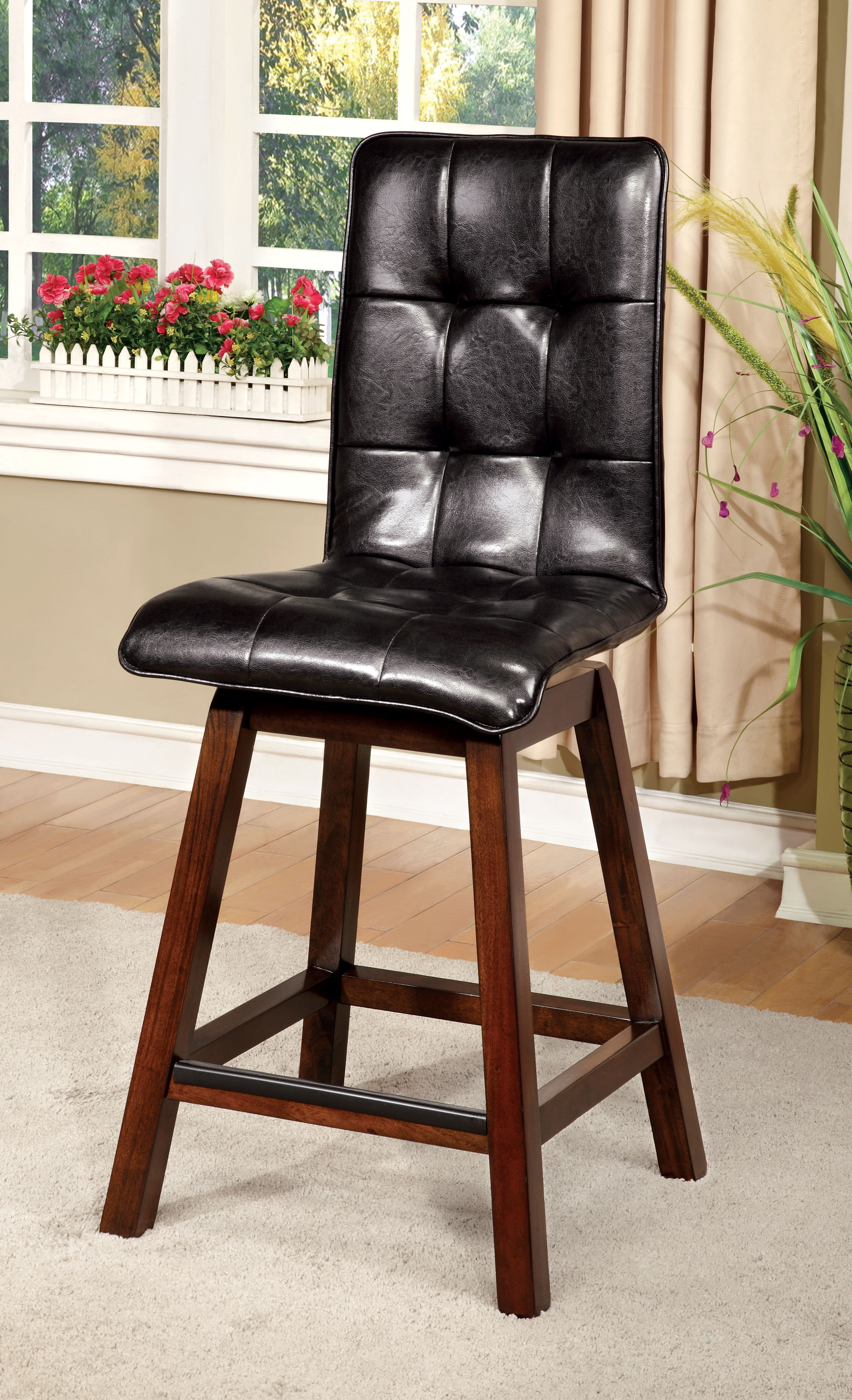 Furniture of America Cherry Lilos 25.5-Inch Counter Height Chair (Set of 2)