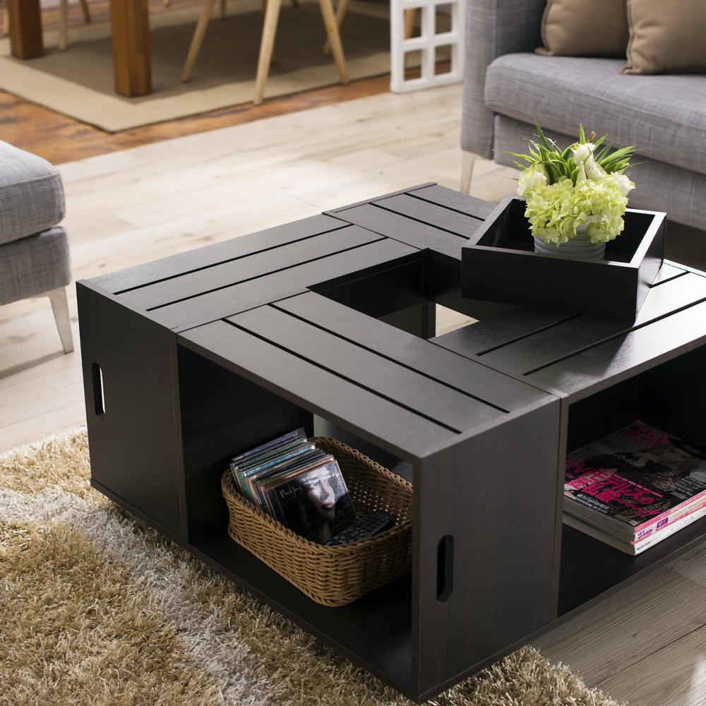 Furniture of America Crated Square Coffee Table