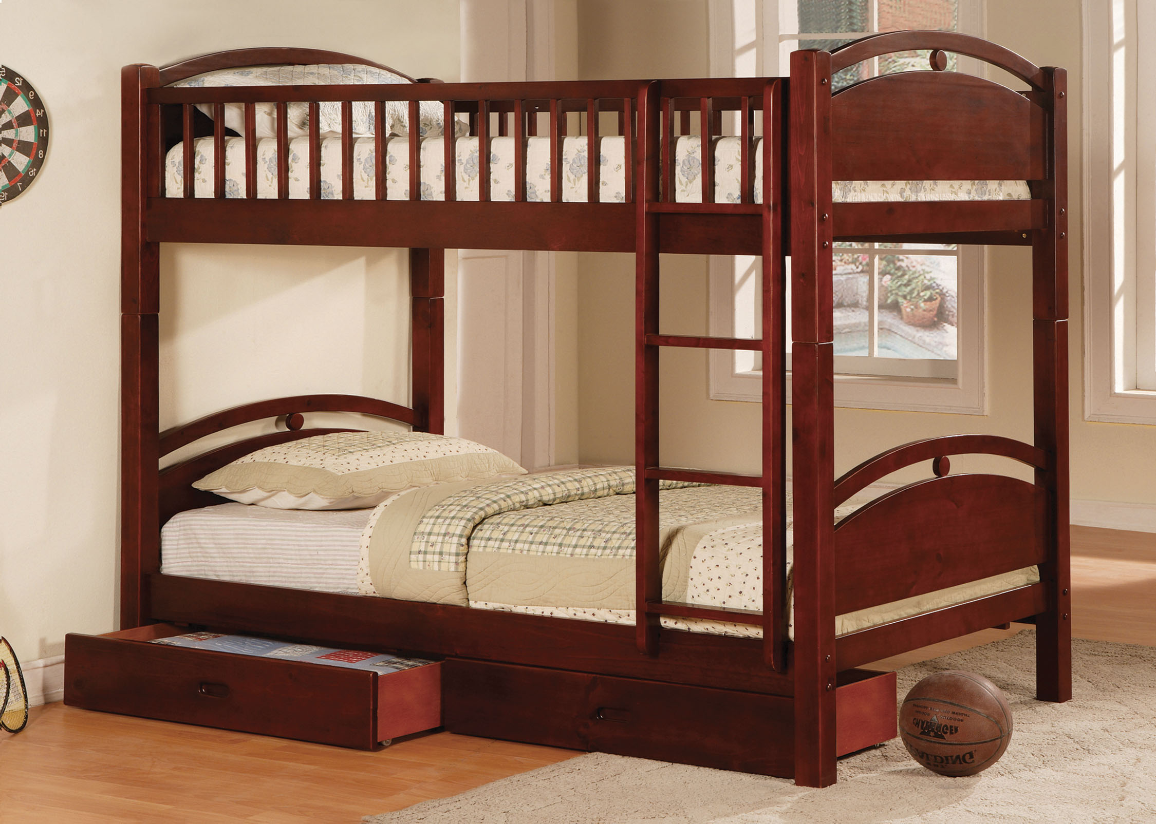 Furniture of America Antrim Twin over Twin Bunk Bed with Drawers