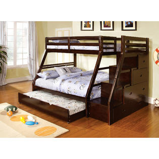 Furniture of America Dark Walnut Lester Twin over Full Bunk Bed