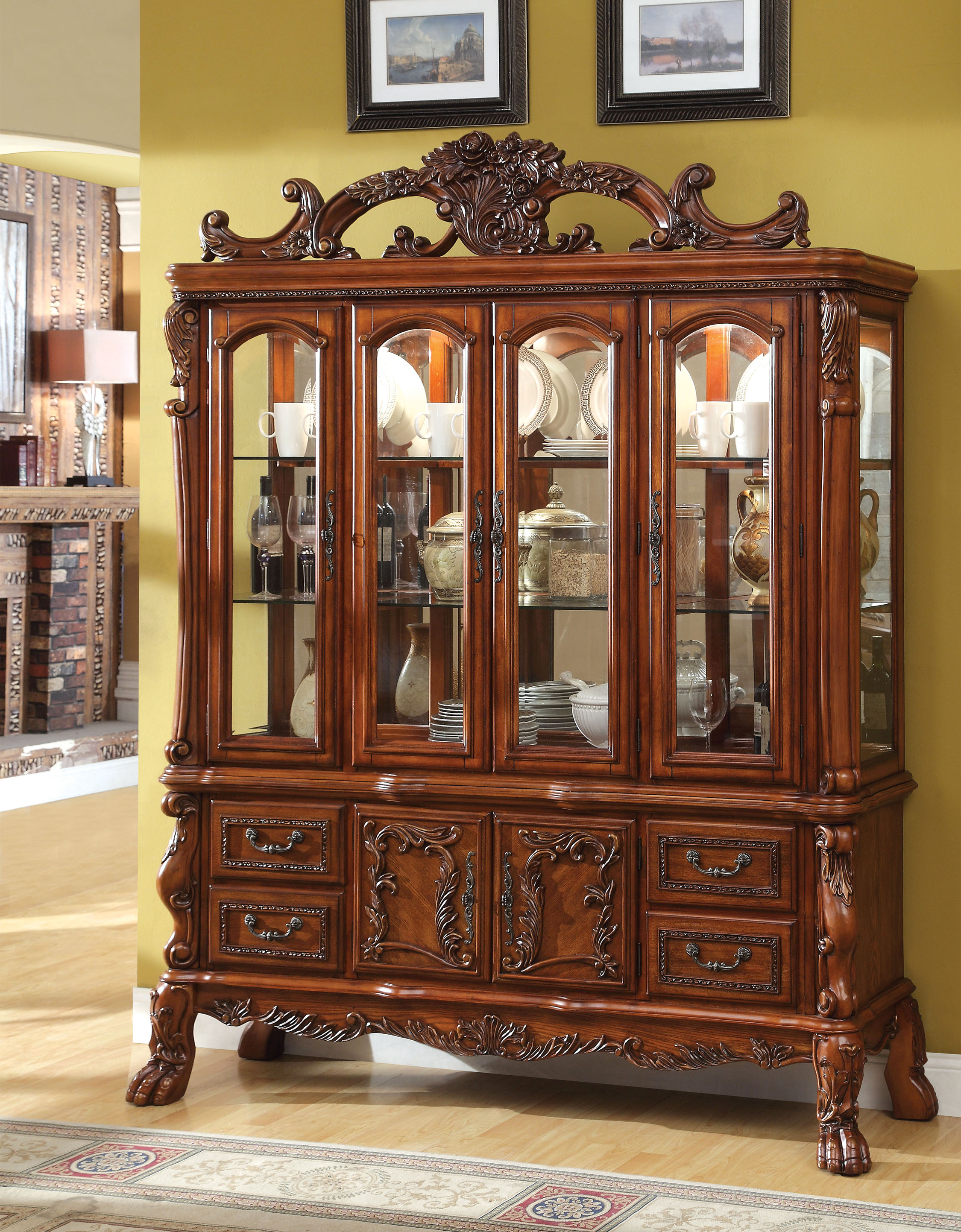 Furniture of America Natasha Traditional Style Cherry Finish Hutch Buffet-SJEG-5779DI-IC Furniture of America Natasha Traditional Style Cherry Finish Hutch Buffet-SJEG-5779DI-IC