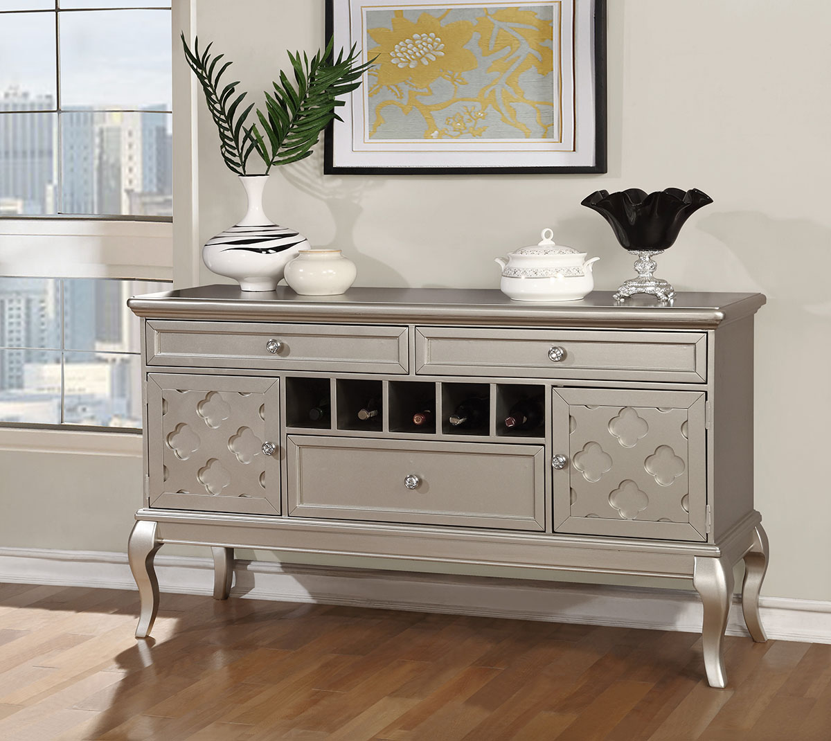 Furniture of America Daniese Contemporary Style Silver Finish Server-SJEG-5431TW Furniture of America Daniese Contemporary Style Silver Finish Server-SJEG-5431TW