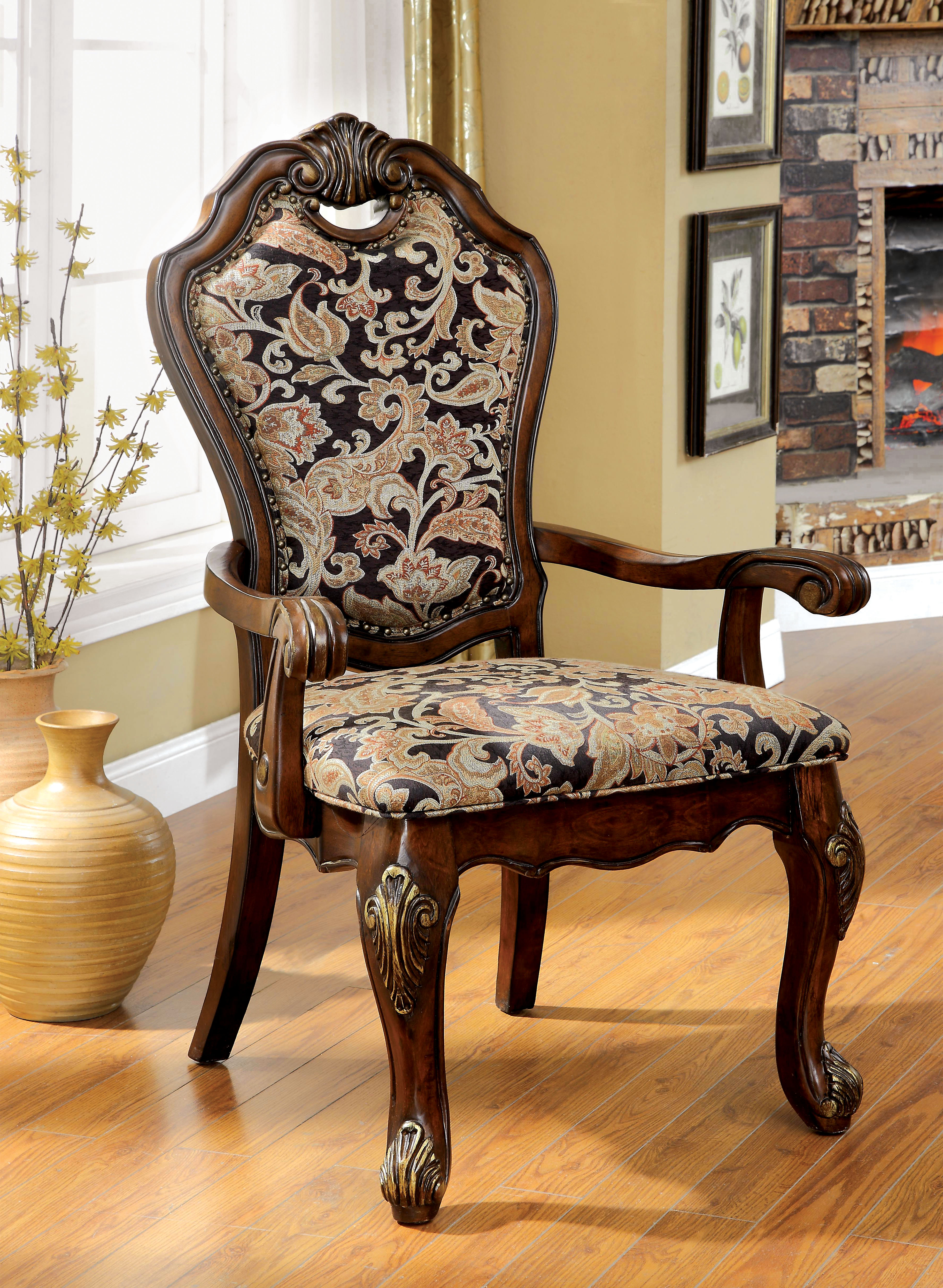 Furniture of America Almeria Fabric Upholstered Arm Chair (Set of 2), Brown-SJEG-5465BD Furniture of America Almeria Fabric Upholstered Arm Chair (Set of 2), Brown-SJEG-5465BD