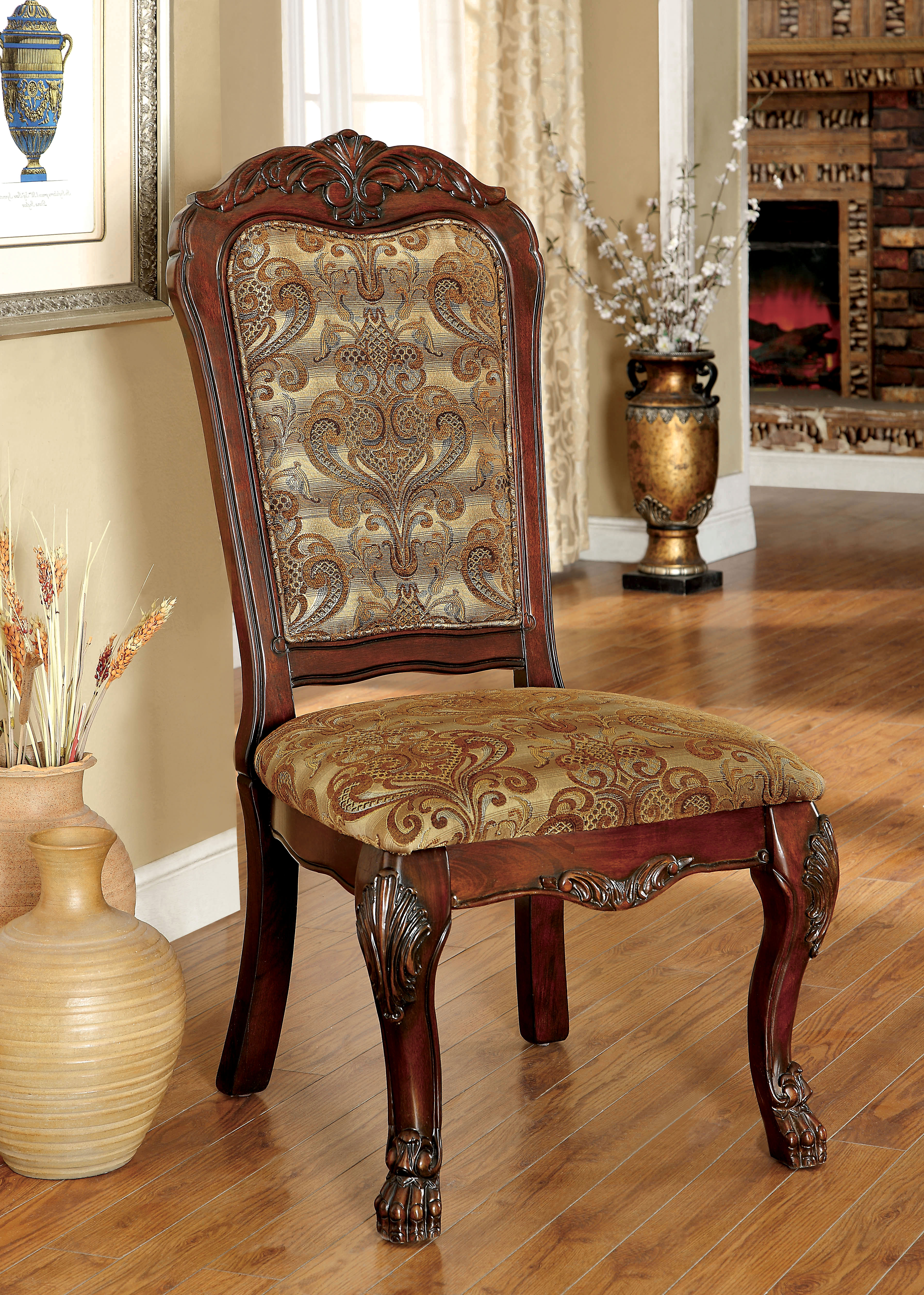 Furniture of America Natasha Fabric Upholstered Side Chair (Set of 2), Brown-SJEG-5779DI-TD Furniture of America Natasha Fabric Upholstered Side Chair (Set of 2), Brown-SJEG-5779DI-TD