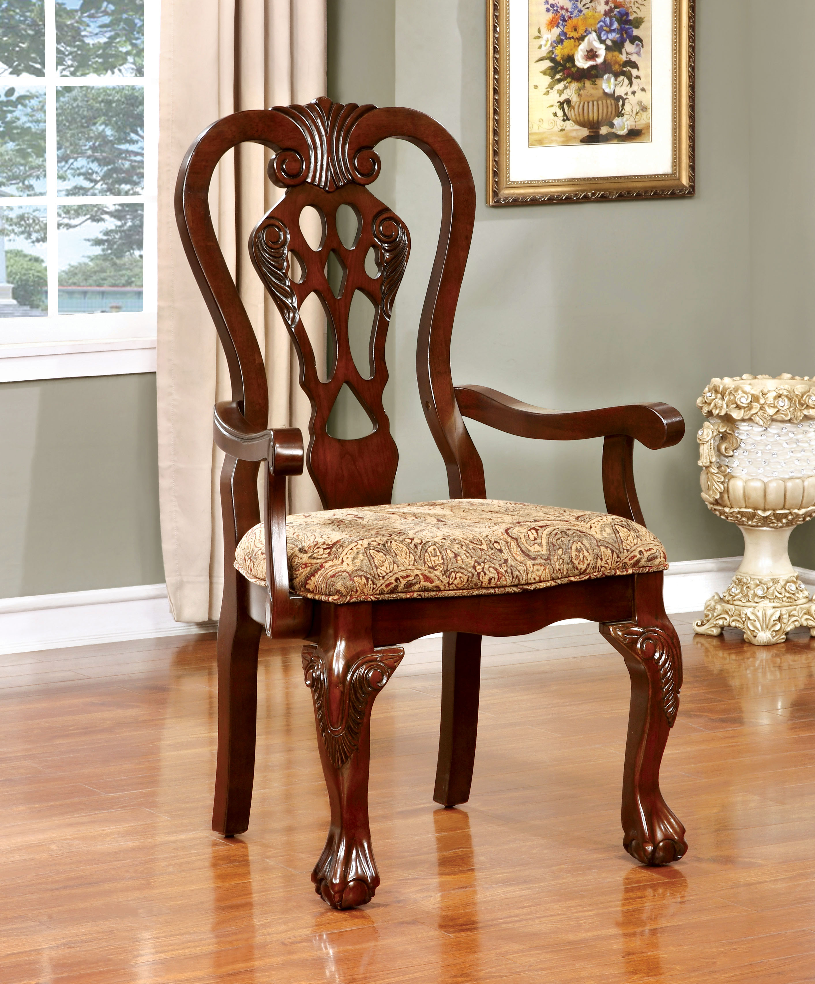 Furniture of America Madeline Fabric Upholstered Arm Chair (Set of 2), Brown-SJEG-5434BD Furniture of America Madeline Fabric Upholstered Arm Chair (Set of 2), Brown-SJEG-5434BD