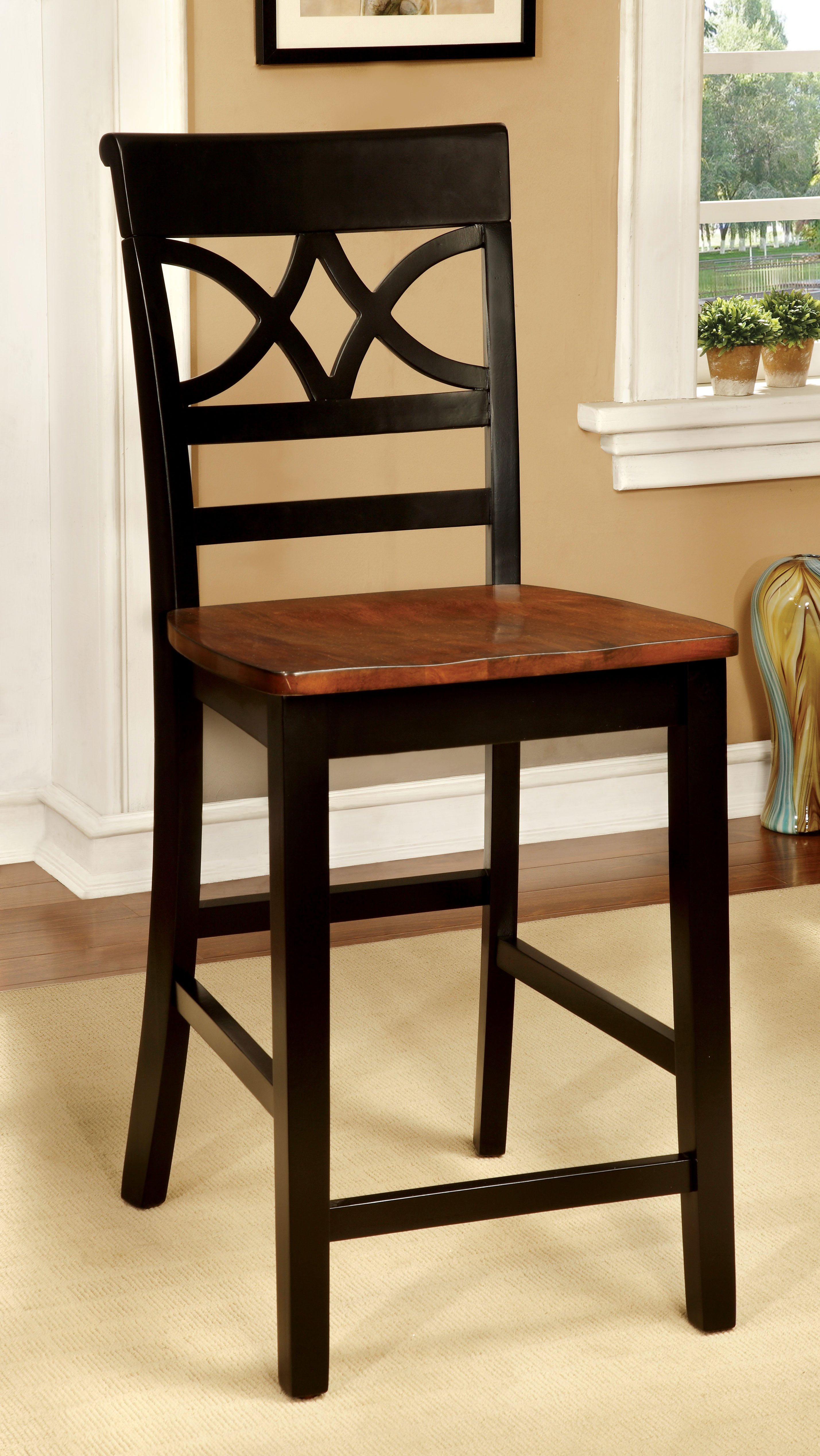 Furniture of America Leah Country Style 24.13-Inch Counter Height Chair (Set of 2)