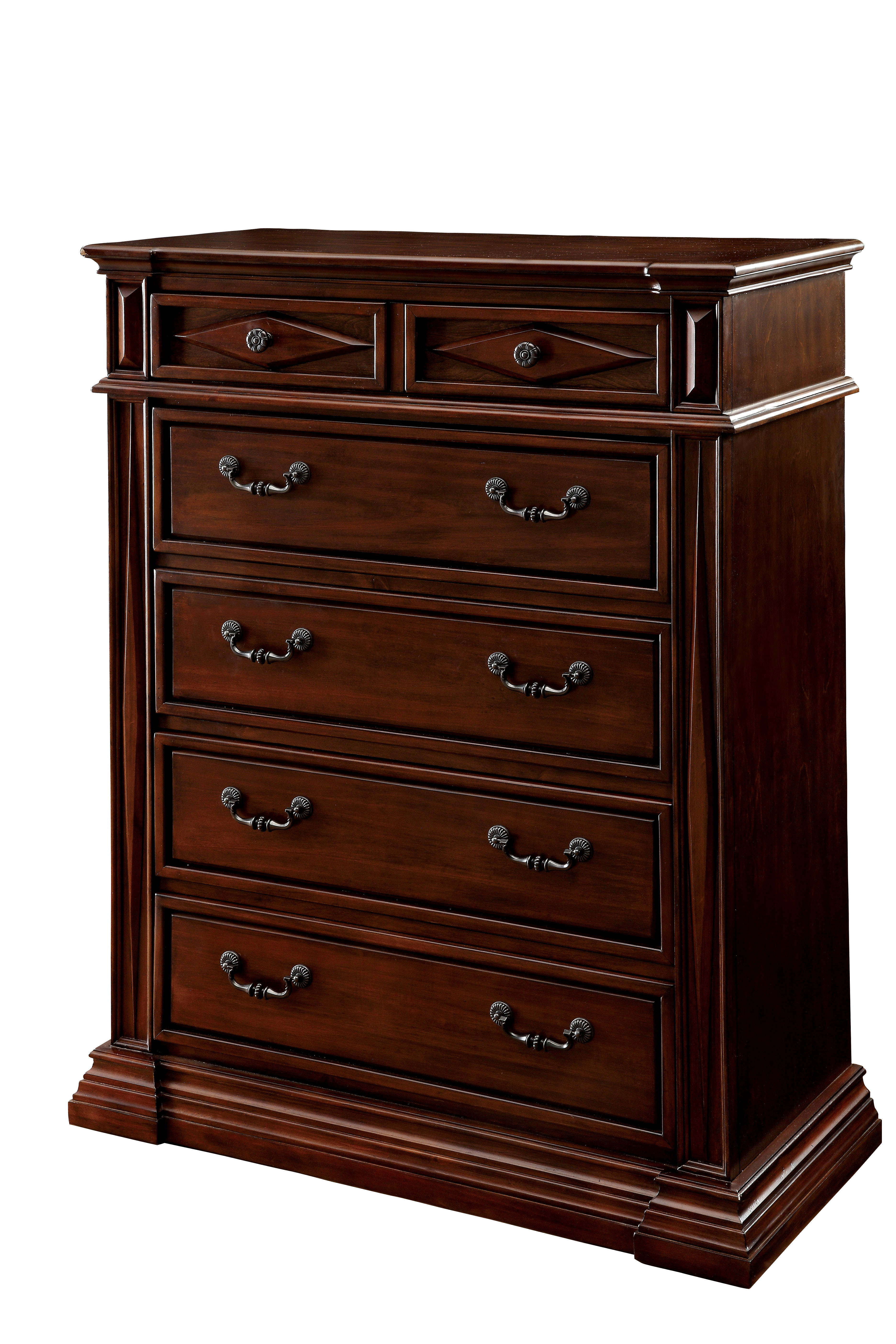 Furniture of America Ardel Cherry Finish Diamond Carved 6-Drawer Chest