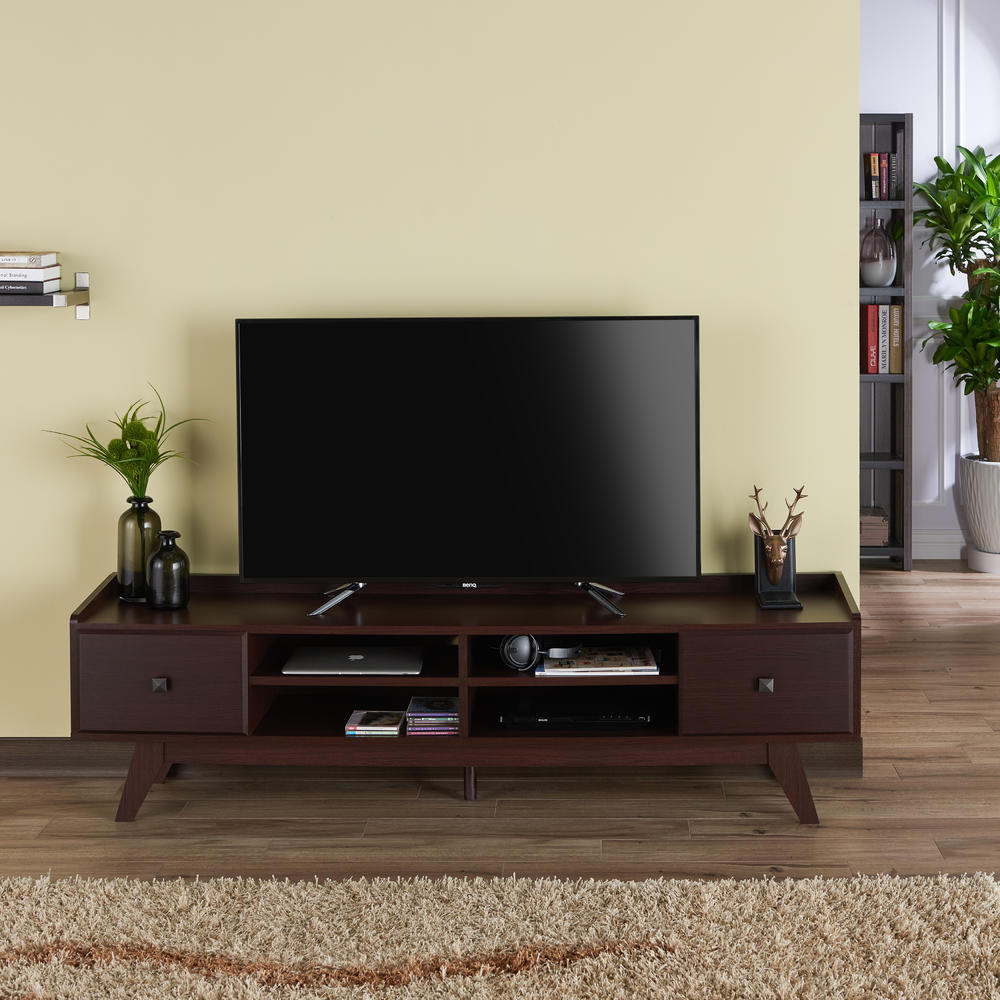 Furniture of America Domitilla Mid-Century Modern 72-Inch Espresso TV Stand