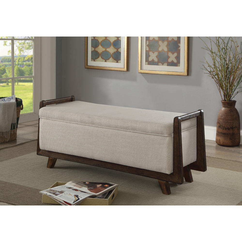 Furniture of America Faraday Mid-Century Modern Bench with Storage Bench