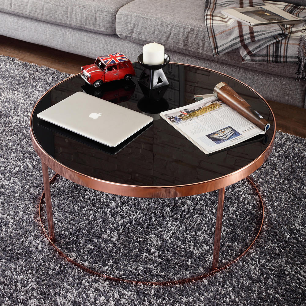 Furniture of America Barbara Contemporary Rose Gold Round Coffee Table