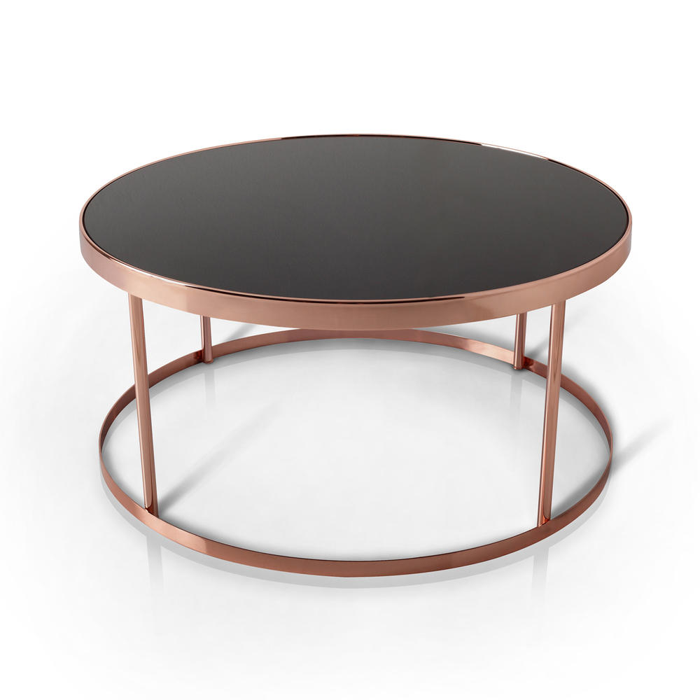 Furniture of America Barbara Contemporary Rose Gold Round Coffee Table