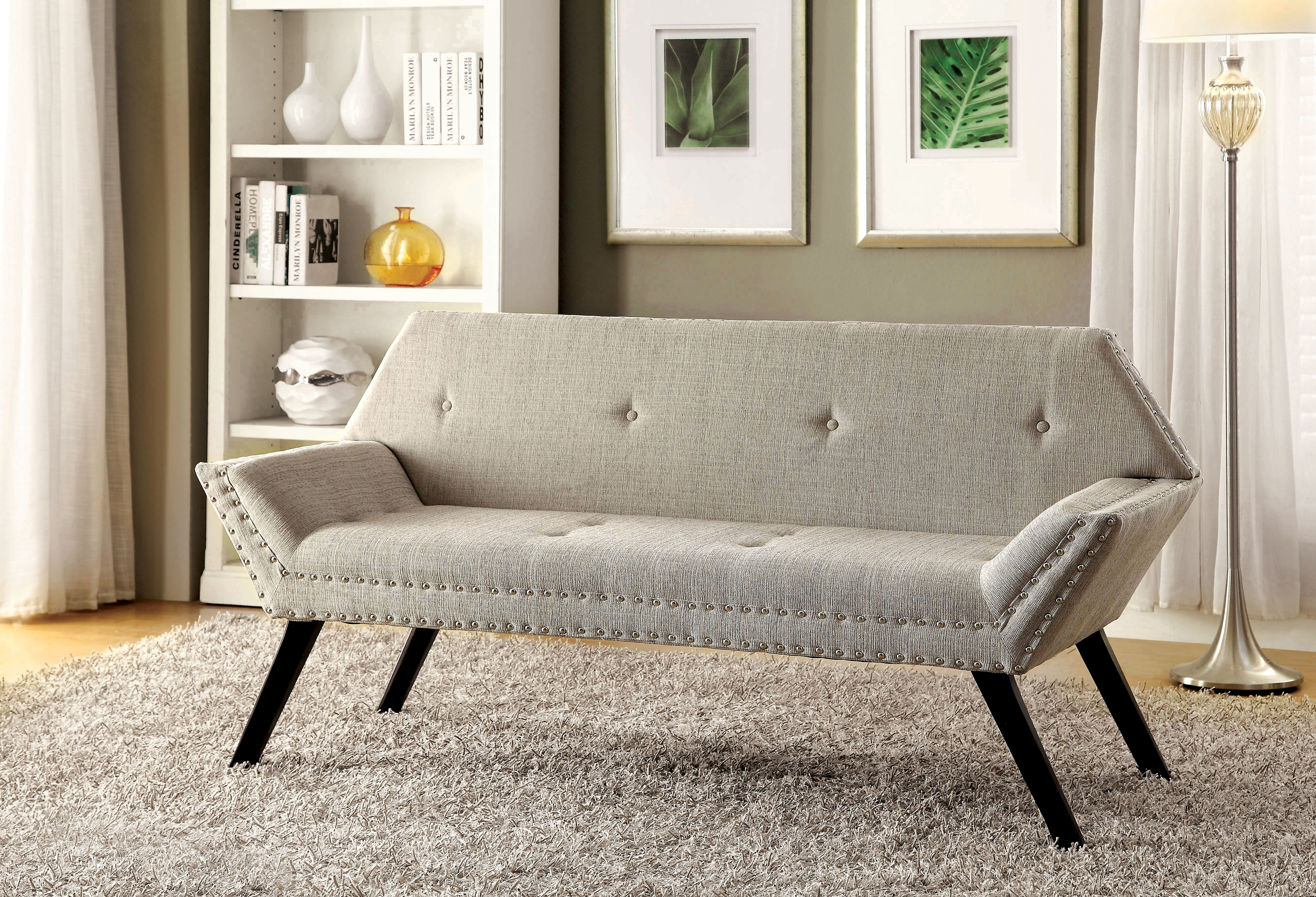 Furniture of America Watson Mid-Century Modern Upholstered Bench