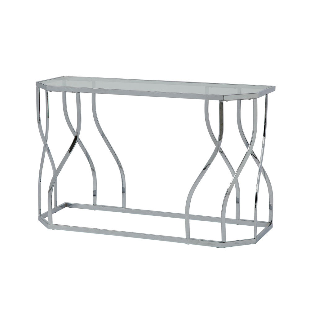 Furniture of America Hepburn Contemporary Glass and Metal Sofa Table