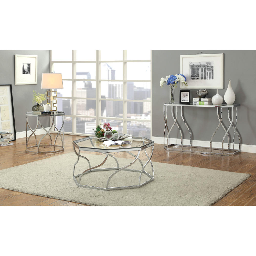 Furniture of America Hepburn Contemporary Glass and Metal End Table