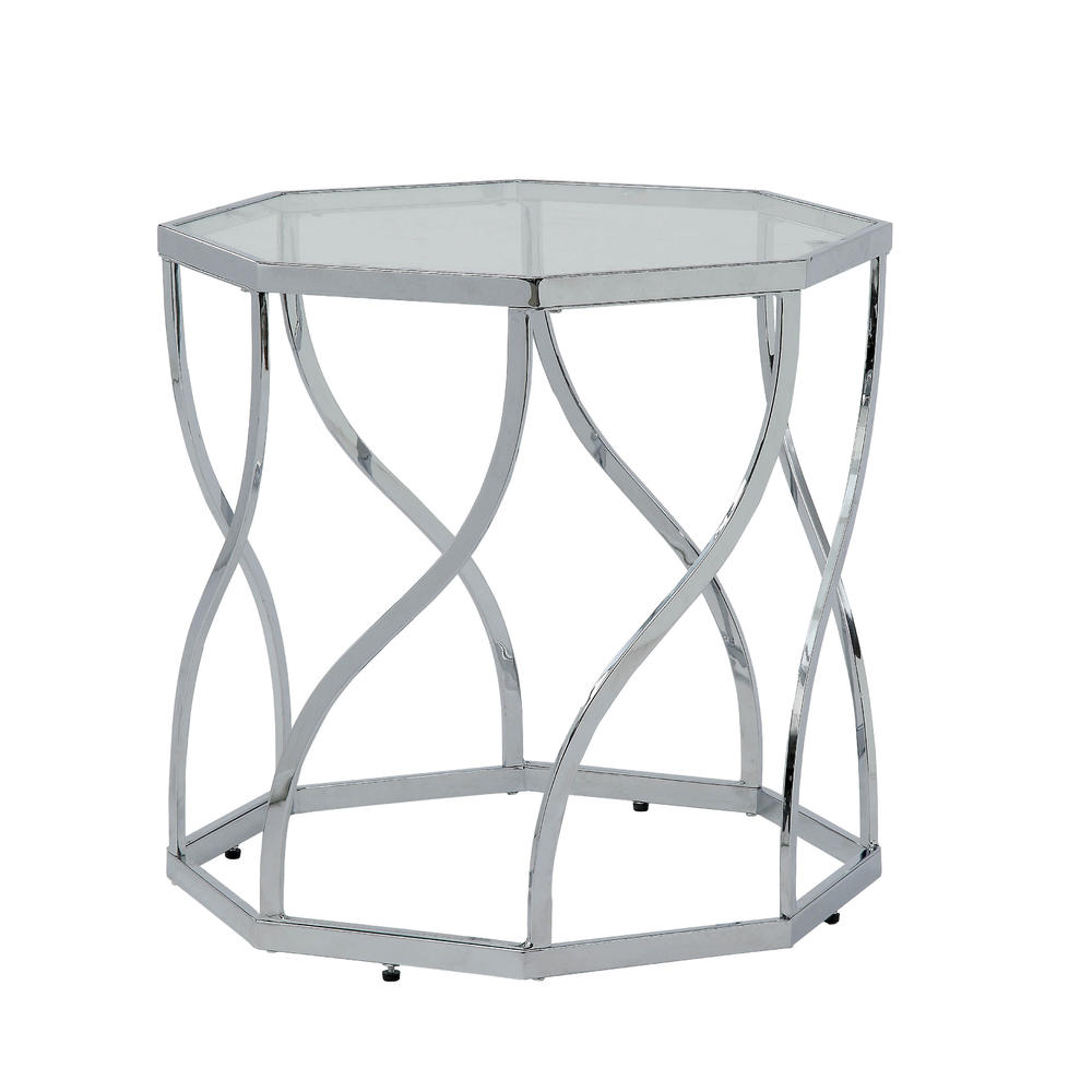 Furniture of America Hepburn Contemporary Glass and Metal End Table