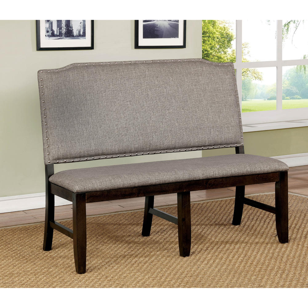 Furniture of America Cole Transitional Gray Fabric Upholstered Loveseat Bench