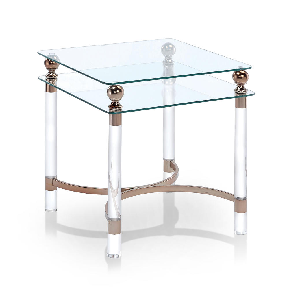 Furniture of America Whitman Contemporary Glass Top End Table