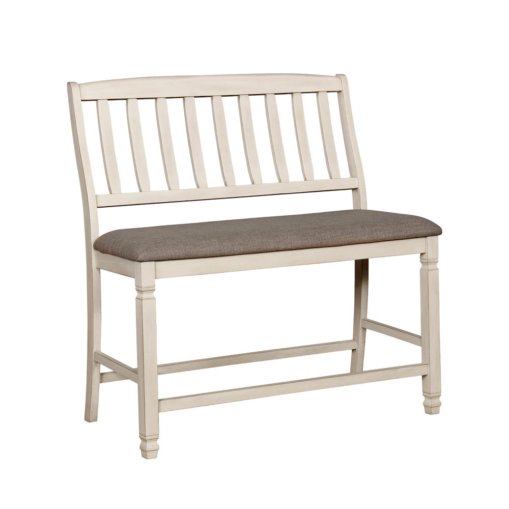 Furniture of America New England Rustic Upholstered Dining Counter Height Bench