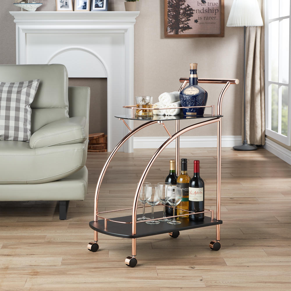 Furniture of America Welkom Two-Tone 2-Tier Serving Cart