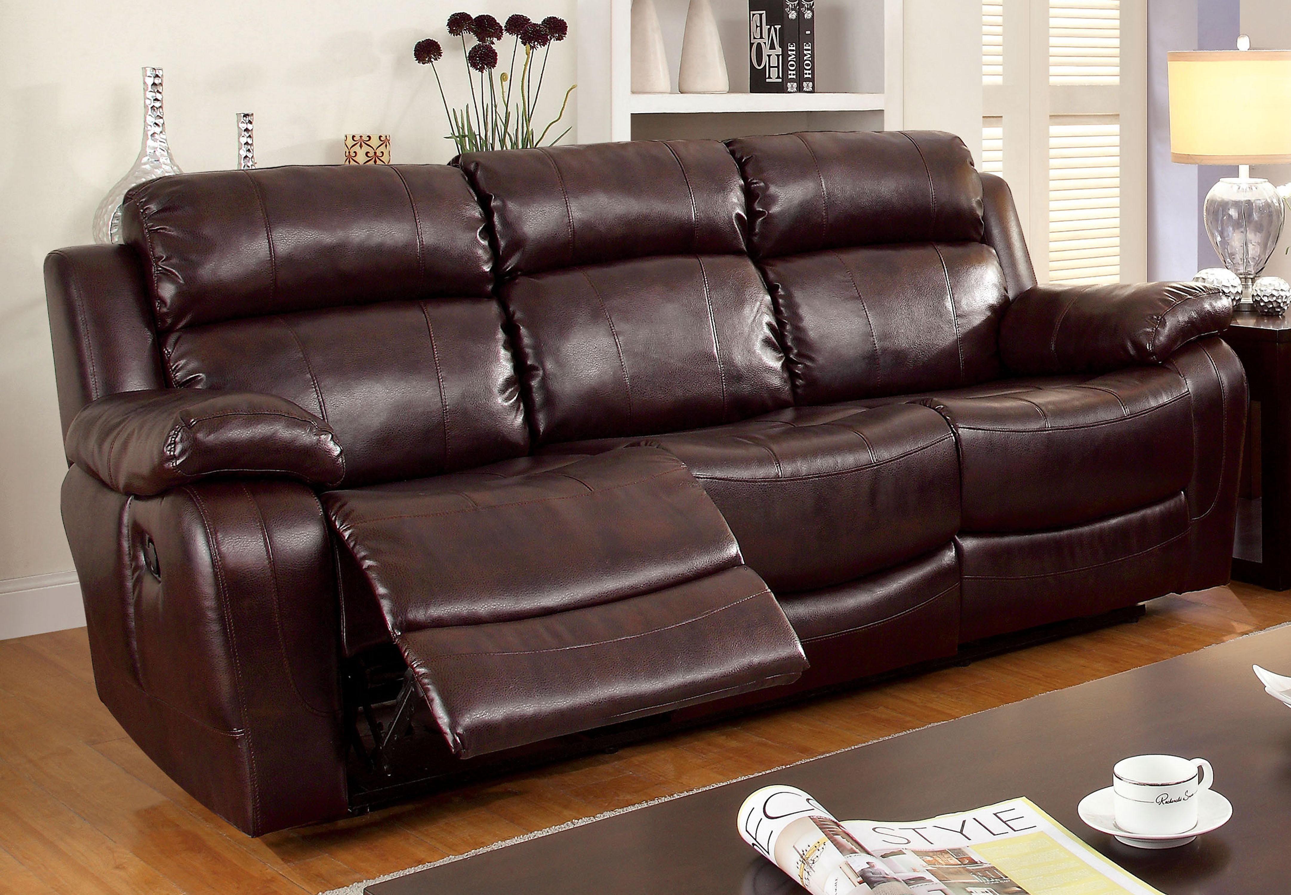 Furniture of America Dark Brown Grantham Reclining Sofa Shop Your Way