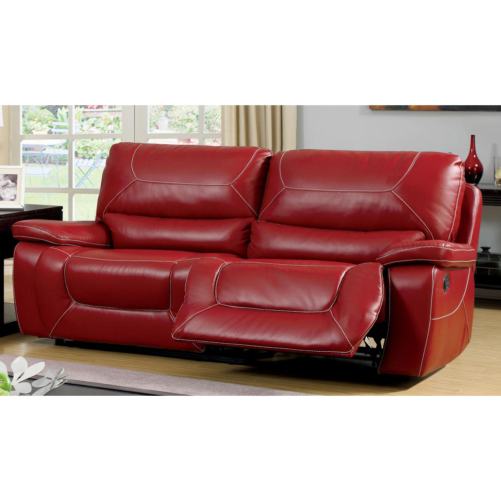 Furniture of America Burgen Bonded Leather Reclining Sofa