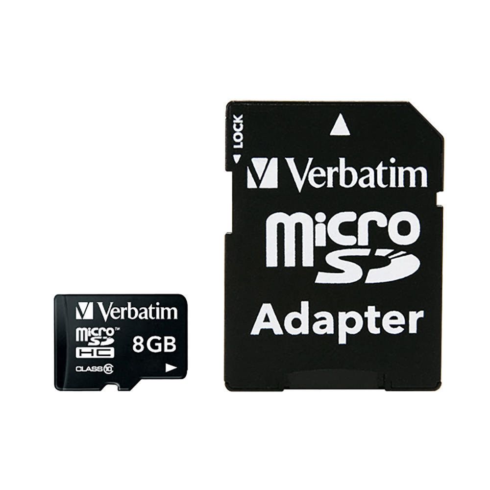 Verbatim 8GB microSDHC™ Card w/Adapter