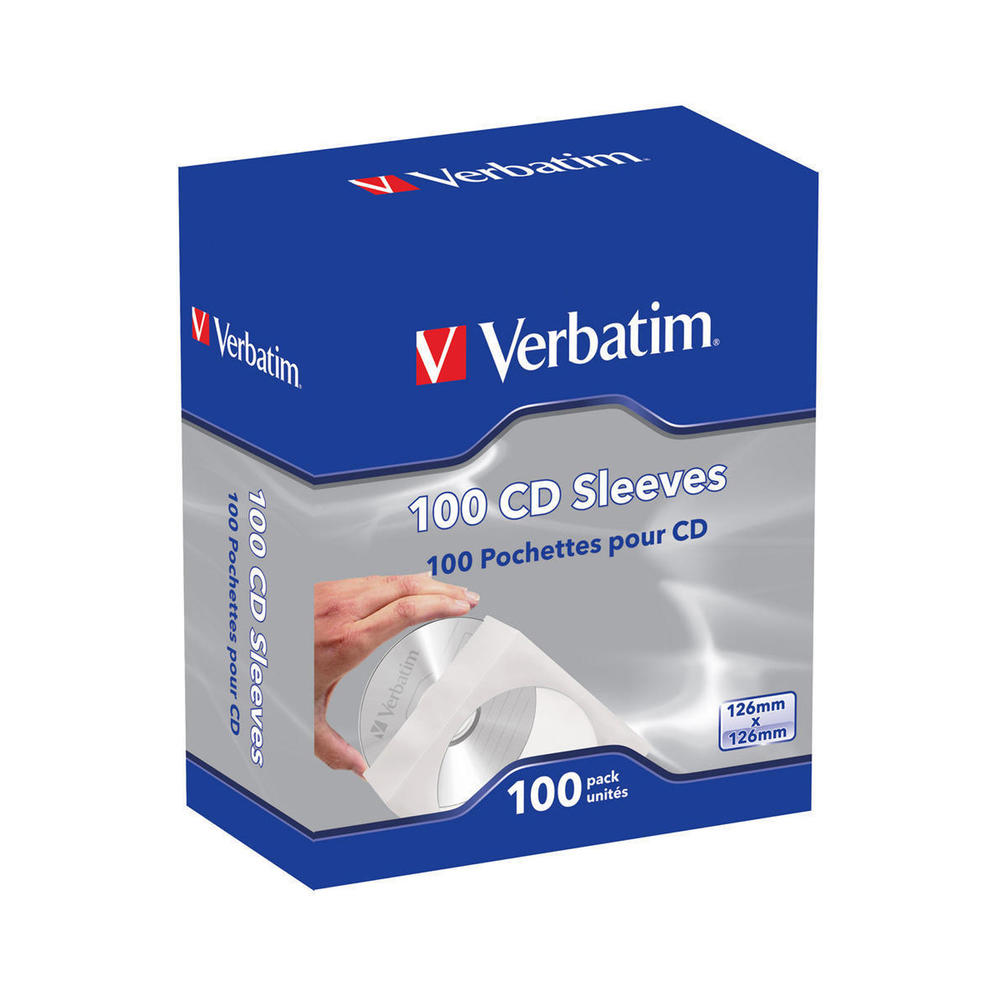 Verbatim CD/DVD Paper Sleeve with Clear Window - 100-Pack