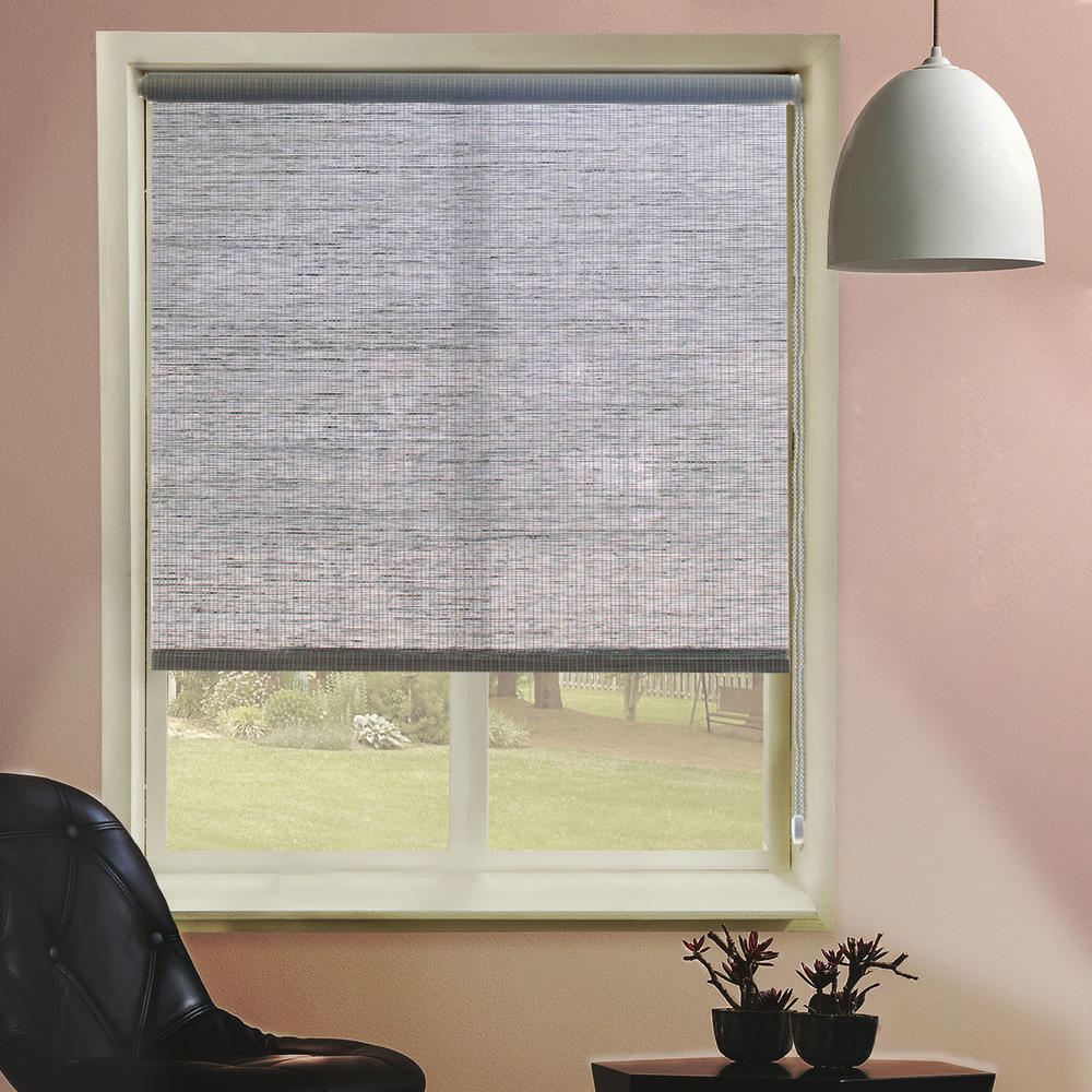 Chicology Continuous Loop Beaded Chain Roller Shades / Window Blind Curtain Drape, Natural Woven, Privacy - Lattice Marble