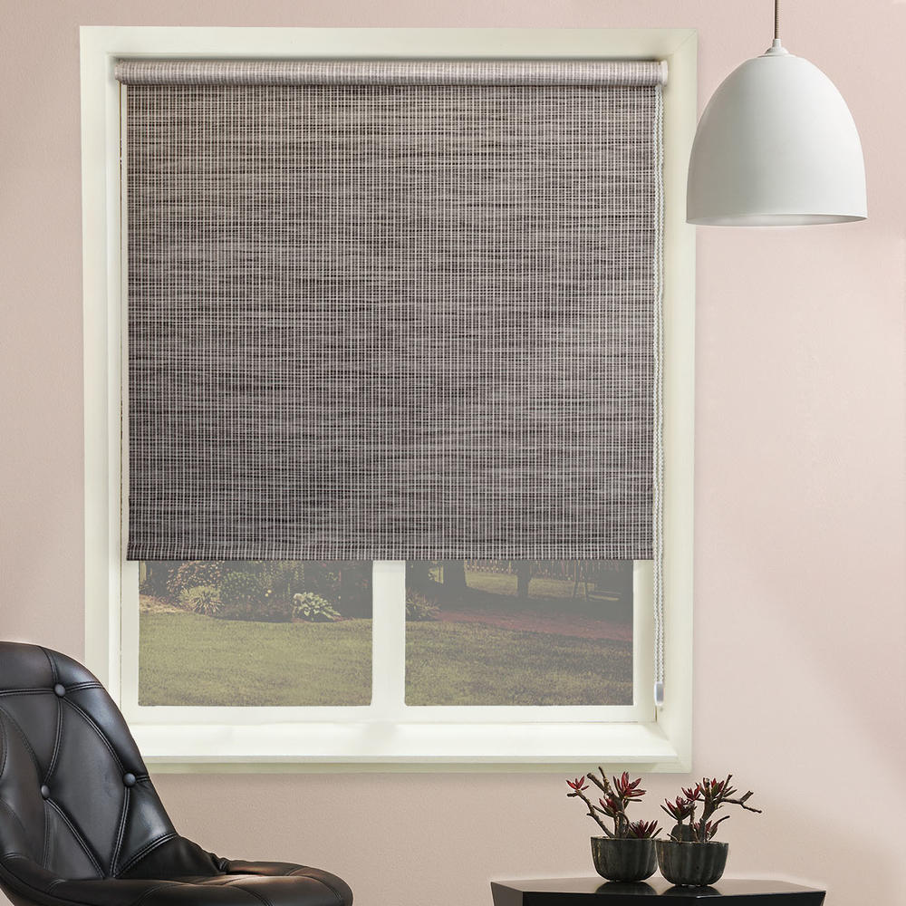 Chicology Continuous Loop Beaded Chain Roller Shades / Window Blind Curtain Drape, Natural Woven, Privacy - Lattice Marble