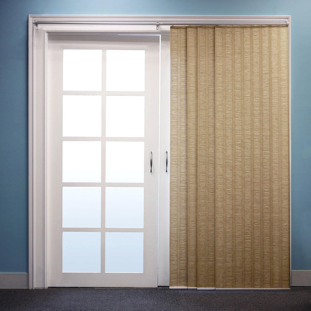 Chicology Adjustable Sliding Panels / Cut to Length, Curtain Drape Vertical Blind, Natural Woven, Privacy - Provence Maple